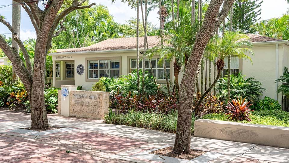 Shaded outdoor walkway on the Miami Country Day School campus