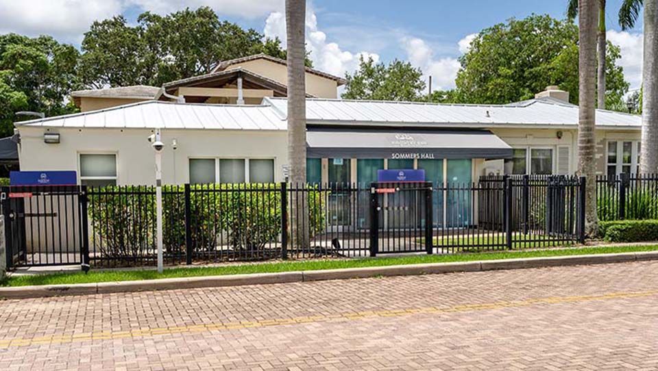 Fenced athletic field on the MCDS campus