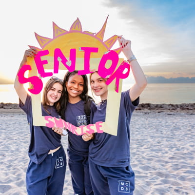 senior students at the beach