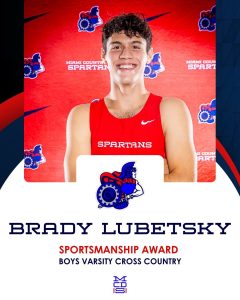 Brady Lubetsky, Boys Varsity Cross Country Sportsmanship Award recipient