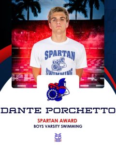 Dante Porchetto, Boys Varsity Swimming Spartan Award recipient