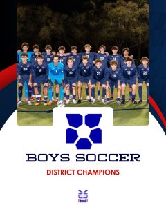 Boys Soccer team graphic celebrating their District Championship title