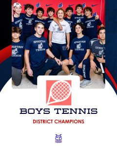 Boys Tennis team graphic celebrating their District Championship title