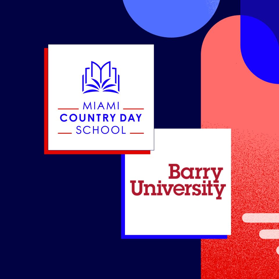 Miami Country Day School and Barry University logos on a partnership graphic