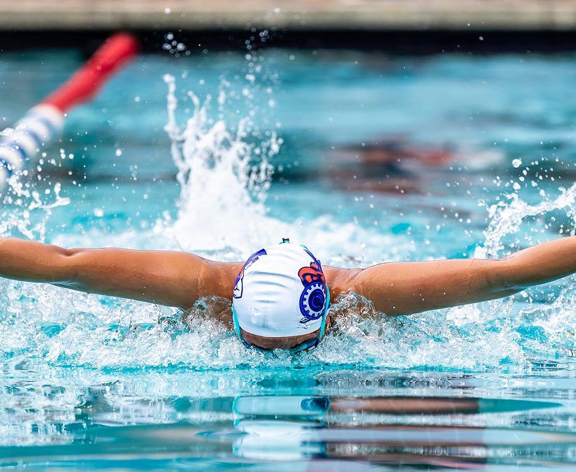MCDS swimmer competing in a swim meet