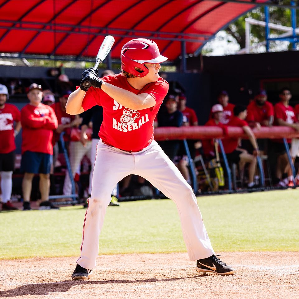 MCDS baseball player at bat during a game