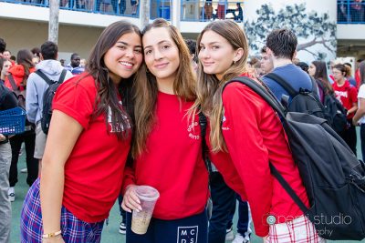 MCDS Upper School students posing together in uniform