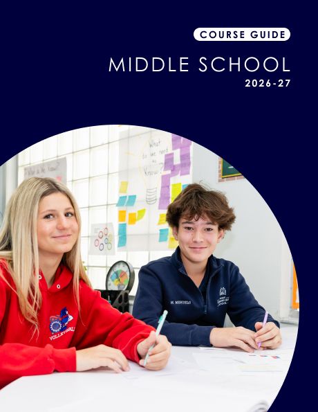 Cover of the MCDS Middle School Course Guide 2026 to 2027