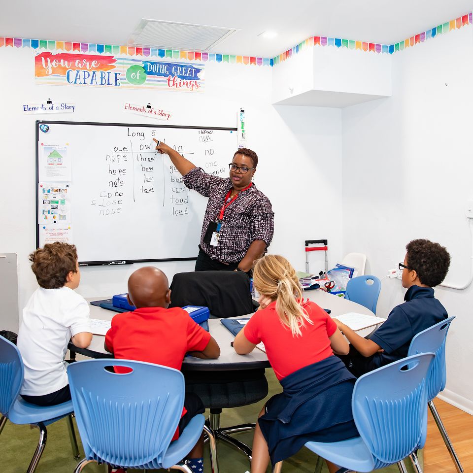 MCDS teacher leading a small group lesson for Academic Success and Wellbeing