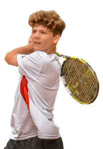 Luca, an MCDS Online School student-athlete, playing a racquet sport
