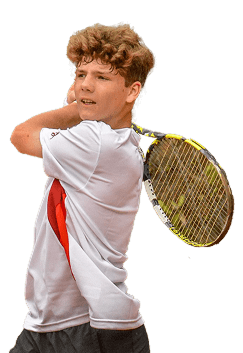 Luca, an MCDS Online School student-athlete, playing a racquet sport