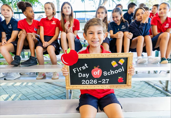 Kids at the first day of school