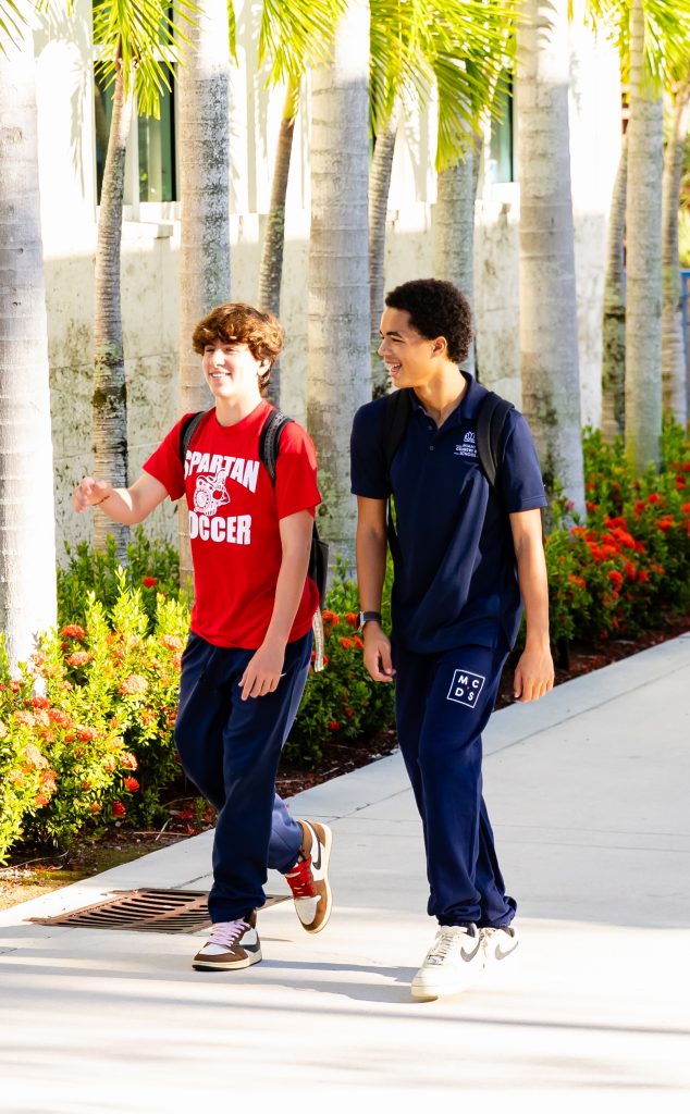 MCDS students walking on campus on the first day of school