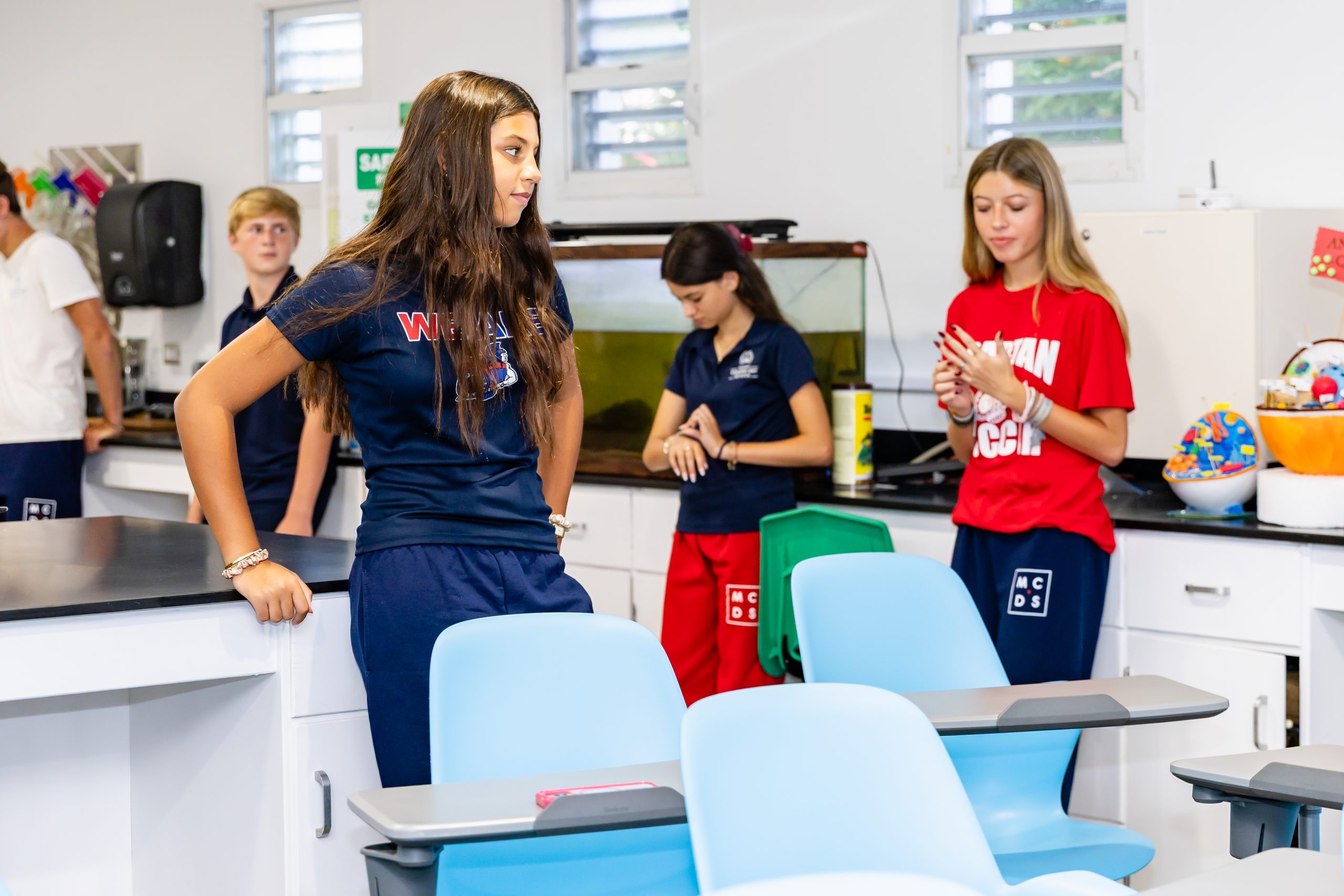 MCDS Upper School students in the classroom on the first day of school
