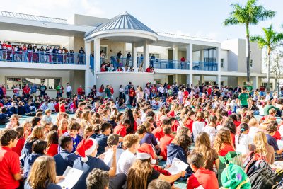 Middle School students performing in the Sing Along event