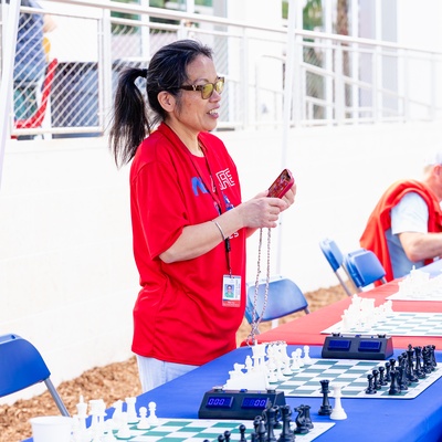 MCDS staff member participating in the Woodhouse Athletic Center opening event