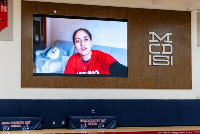 MCDS Spartan Athletics Hall of Fame tribute video on screen