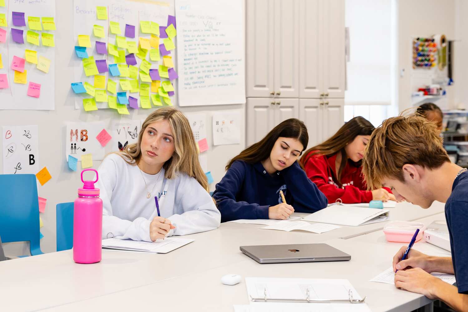 MCDS Upper School students working together during a classroom activity