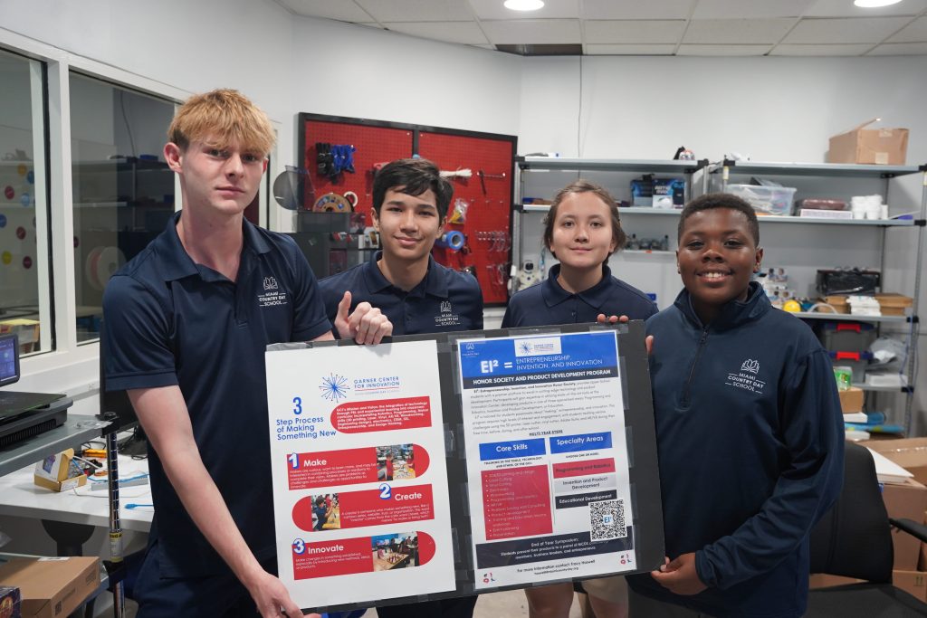 EI² Honor Society students presenting a project