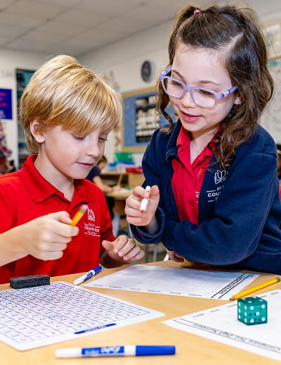 MCDS Lower School students completing a hands-on classroom activity