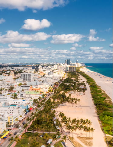 Aerial view of the Miami coastline