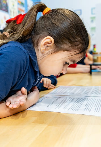 MCDS Lower School student working on a classroom activity
